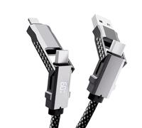 Multi Cavo di Ricarica,65W 4 in 1 Cavo Ricarica Rapidacavo Multi con Display Digitale Luce LED RGB Micro USB Tipo C Lightning Interfaccia Cavo USB per Maggior Parte Smartphone,iPad,Tablet,Laptop