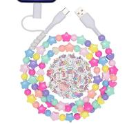 Multi cavo di ricarica 66 W USB a USB C ricarica rapida 0,9 m cavo USB C in rilievo 2 in 1 cavo di ricarica multi con 50 adesivi, cavo di ricarica multiplo per iPhone 17/16/15/14/tablet/per Galaxy S25