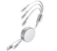 Multi Cavo di Ricarica Retrattile[100W/1,2M] 3 in 1 6A Rapida Multiplo Cavetto con Micro USB Tipo C Lightning interfaccia Cavo USB di Ricarica USB per iPhone 16 15 14, Google Pixel, Galaxy, Huawei