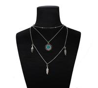 Multi Collana da Donna con pendente Sole catena girocollo Collanina Turchese