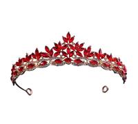 Multi-Color Rhinestone Bridal Tiara - European Style Crown For Weddings & Events(Red)