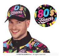 Multi Colorato Geometrico Tappo Rétro Disco 1980s Travestimento da Uomo Donna