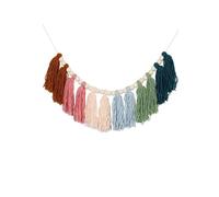 Multi colore perline di legno corda di lana nappa arcobaleno pastello nappa arazzo appeso alla parete ins vento casa