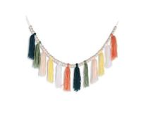 Multi colore perline di legno corda di lana nappa arcobaleno pastello nappa arazzo appeso alla parete ins vento casa