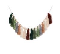 Multi colore perline di legno corda di lana nappa arcobaleno pastello nappa arazzo appeso alla parete ins vento casa
