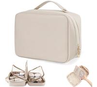Multi Compartment Toiletry Bag,Proceedingt Bag,Consulbefor Bag,Multi-compartment Toiletry Cosmetics Bag, Pu Leather Portable Storage Bag,Large Capacity Multi Travel Bag(White)