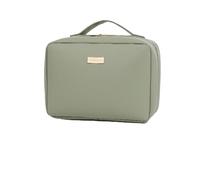 Multi Compartment Toiletry Cosmetic Bag, Large capacity, with handles, multiple compartments, waterproof Pu Leather (matcha green)