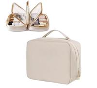 Multi-Compartment Toiletry Cosmetics Bag, Makeup Bag with Compartments, Multi Compartment Toiletry Bag, Cosmetics Multi-Compartment Storage (White)