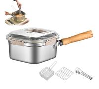 Multi-Function Frying Cooker Set - Fryer, Cooker, Fresh Keeping & Vegetables Washing, 2.6 qt Stainless Steel Portable Outdoor Cooking Pot, for Home Kitchens, Outdoor Use, and Camping (Set B)