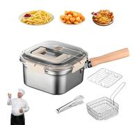 Multi-function Frying Cooker Set Fryer, Cooker, Fresh Keeping & Vegetables Washing, Japanese Deep Steel Pour Fryer Pot with Basket, For Frying Chicken,for Camping (C)