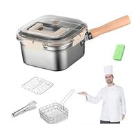 Multi-function Frying Cooker Set - Fryer, Cooker, Fresh Keeping & Vegetables Washing, Portable Outdoor Cooking Pot with Basket,Lid,Handle,And Oil Filter Screen for Kitchen Outdoors (Set A)