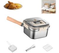 Multi-Function Frying Cooker Set - Fryer, cooker, Stainless Steel Portable Deep Fryer Pot, Fresh Keeping & Vegetables Washing with Frying Basket, Tongs and Oil Drip Rack (1Pcs)