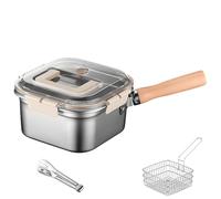 Multi-Function Frying Cooker Set - Fryer, Deep Fryer With Basket, Fresh Keeping & Vegetables Washing, Stainless Steel Deep Fryers Pot With Basket (B(lidless))