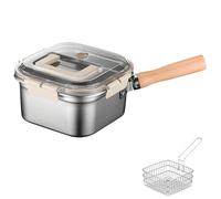 Multi-Function Frying Cooker Set - Fryer, Deep Fryer With Basket, Fresh Keeping & Vegetables Washing, Stainless Steel Deep Fryers Pot With Basket (A(lidless))