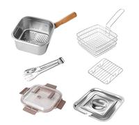 Multi-Function Frying Cooker Set, Potable ryer Pot with Basket Tongs & Oil Rack for Small Parties Gatherings & Outdoor Cooking
