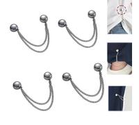 Multi-Function Magnetic Clothing Clips, 4 Pack Powerful Hijab Magnets with Chain, Multi-Purpose Magnetic Pinless Brooch, Multi-Purpose Magnetic Pins for Cardigan, Cuff Hem (Gray)