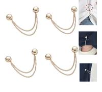 Multi-Function Magnetic Clothing Clips, 4 Pack Powerful Hijab Magnets with Chain, Multi-Purpose Magnetic Pinless Brooch, Multi-Purpose Magnetic Pins for Cardigan, Cuff Hem (Gold)