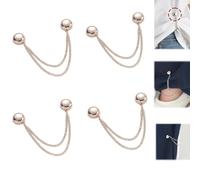 Multi-Function Magnetic Clothing Clips, 4 Pack Powerful Hijab Magnets with Chain, Multi-Purpose Magnetic Pinless Brooch, Multi-Purpose Magnetic Pins for Cardigan, Cuff Hem (Rose Gold)