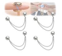 Multi-Function Magnetic Hijab Magnets Clothing Clips Strongest With Chain Button for Women Colorful Pinless Clothes Pins for Fixing Scarf Long Pant Hem Shirts Sleeves Accessories (Silver)
