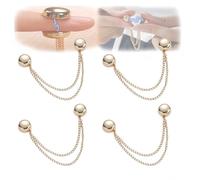 Multi-Function Magnetic Hijab Magnets Clothing Clips Strongest With Chain Button for Women Colorful Pinless Clothes Pins for Fixing Scarf Long Pant Hem Shirts Sleeves Accessories (Gold)