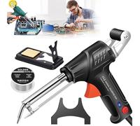 Multi-function Soldering Iron Soldering Gun Set, External Heating Soldering Gun, 60w Small Electronic Soldering Kit, Soldering Iron Kit with Flux (A-Black)