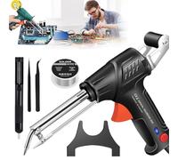 Multi-function Soldering Iron Soldering Gun Set, External Heating Soldering Gun, 60w Small Electronic Soldering Kit, Soldering Iron Kit with Flux (B-Black)