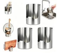 Multi-Functional Kitchen Utensil Holder, Stainless Steel Utensil Holder & Pot Lid Organizer, for Countertop, Space-Saving Vertical Storage Rack for Ladle, Tongs, Cutting Board & More，3pc