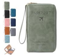 Multi-Functional RFID Passport Wallet, RFID Anti-Theft Passport Holder, Wallet Cover Case for Travel Women and Men Must Haves Accessories (Green)