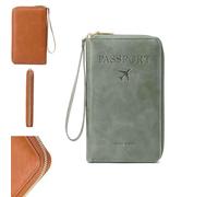 Multi-Functional RFID Passport Wallet,Simple Plain Passport Cases Back To School,passport Holder for Travel Essentials,Travel Wallet,Zipper Travel Card Holder,Anti-Theft Protective Case (Green)