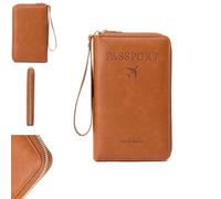 Multi-Functional RFID Passport Wallet,Simple Plain Passport Cases Back To School,passport Holder for Travel Essentials,Travel Wallet,Zipper Travel Card Holder,Anti-Theft Protective Case (Brown)