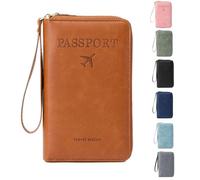Multi-functional Rfid Passport Wallet - Travel Essential Rfidpassport Holder Wallets for Women Men (Brown)