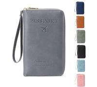 Multi-functional Rfid Passport Wallet - Travel Essential Rfidpassport Holder Wallets for Women Men (Gray)