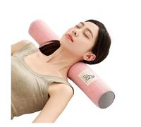 Multi-Functional Solid Color Striped Latex Cylindrical Pillow Candy Pillow Adult Household Neck Pillow(Powder,60x12cm 1pcs)