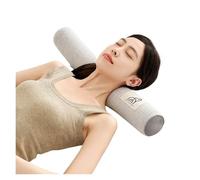 Multi-Functional Solid Color Striped Latex Cylindrical Pillow Candy Pillow Adult Household Neck Pillow(Ash,60x10cm 1pcs)