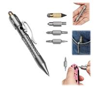 Multi-functional Titanium Pen - Ultimate Edc Pocket Tool,Portable Bolt-Action Edc Pen with 6 Quick-Swap Heads,Titanium Multitool Tool for Office Tasks,Daily Repairs (Silver)