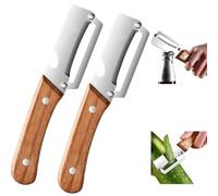 Multi-Functional Vegetable Peeler for Kitchen, Premium Vegetable Peeler with Wooden Handle and Bottle Opener Stainless Steel Blade Kitchen Tool for Fruit Potato Pumpkin Papaya Zucchini (2PC)