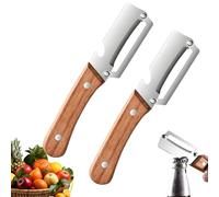 Multi-Functional Vegetable Peeler for Kitchen: Ultra-Sharp Stainless Steel Blade, Ergonomic Wood Handle & Bottle Opener - Effortlessly Peel Potatoes, Carrots, Apples and More (2PCS)
