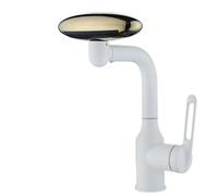 Multi Functional Waterfall Basin Faucet 4 Water Outlet Mode Spray Faucet 360°Rotation,Hot Cold Water Sink Mixer Tap For Bathroom(White Gold)