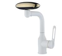 Multi Functional Waterfall Basin Faucet 4 Water Outlet Mode Spray Faucet 360°Rotation,Hot Cold Water Sink Mixer Tap For Bathroom(A WHITE)