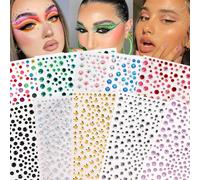 Multi-grano 3D Strass decorativi finti in cristallo realistico, multi-dimensione per le donne, adatti per decorare capelli, occhi, viso, corpo, per festival, feste, balli in maschera, regali rosa arge