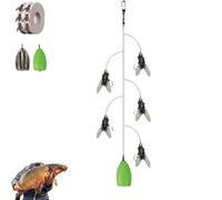 Multi-Hook Artificial Fly Fishing Lure Set, Bionic Fly Fishing Bait, Handmade Lures Assortment Kit with 2 Throwing Aids, for Crucian Carp (5 Hooks,M)