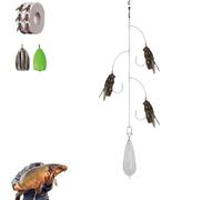 Multi-Hook Artificial Fly Fishing Lure Set, Bionic Fly Fishing Bait, Handmade Lures Assortment Kit with 2 Throwing Aids, for Crucian Carp (3 Hooks,M)