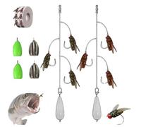 Multi-Hook Artificial Fly Fishing Lure Set, Bionic Fly Fishing Bait, Handmade Lures Kit, with Throwing Aids, or All Kinds of Fish (F,S)