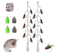 Multi-Hook Artificial Fly Fishing Lure Set, Bionic Fly Fishing Bait, Handmade Lures Kit, with Throwing Aids, or All Kinds of Fish (C,L)