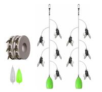 Multi-Hook Artificial Fly Fishing Lure Set, Fly Fishing Bait with 2 Throwing Aids - Handmade 3D Lures Kit with Quick Strike Design for Freshwater and Saltwater Use(2 pcs 5 Hooks,Medium)