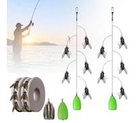Multi-Hook Artificial Fly Fishing Lure Set, Quick Strike Fly Bait, Bionic Fishing Bait With 2 Throwing Aids, 3D Bionic Fishings Lure for All Kinds of Fish (2pcs 5hooks,S-10mm)