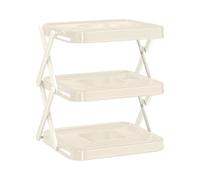 Multi Layer Prep Tray Rack - 3-Layer Countertop Storage Stand | Food Meal Rack | Foldable Design, Space Saving, ABS Material, For Cooks Chefs Meal Preppers, Home Apartment RV Camping