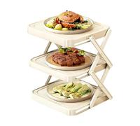 Multi Layer Prep Tray Rack, 3 Tier Foldable Space Saving Kitchen Organizer Shelf for Indoor Outdoor Grilling Kitchen Tools Ingredients Sauce Dishes Countertop Food Prep Storage Rack