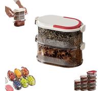 Multi Layer Sealed Spice Organizer, Multi-Layer Sealed Food Organizer, Spice and Seasonings Rack Organizers for Cabinet for Seasoning, Cereal, Coffee Bean (White,2Layer)