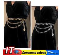 Multi-layer Tassel Waist Chain Men Women Hip Hop Pants Belt Chains (Gold) IT